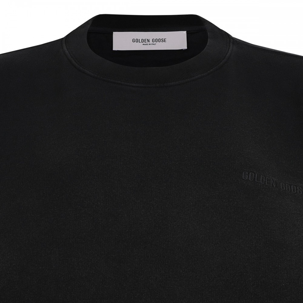Worn black cotton sweatshirt