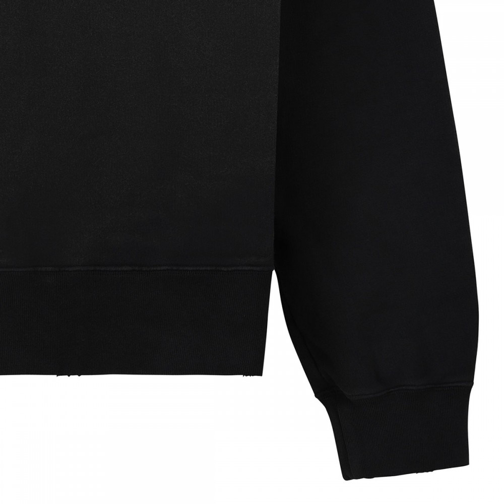 Worn black cotton sweatshirt
