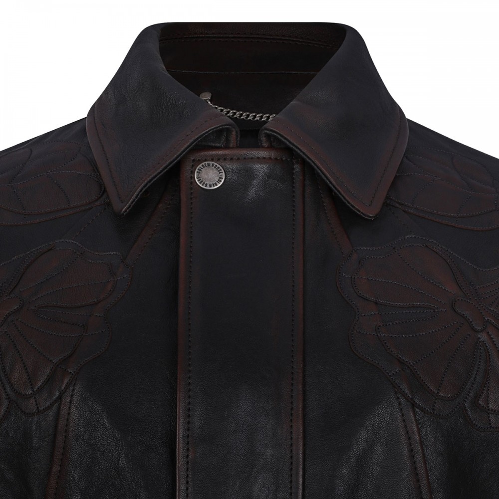 Dark burgundy nappa leather bomber...