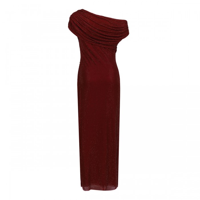 Burgundy rhinestone lace midi dress