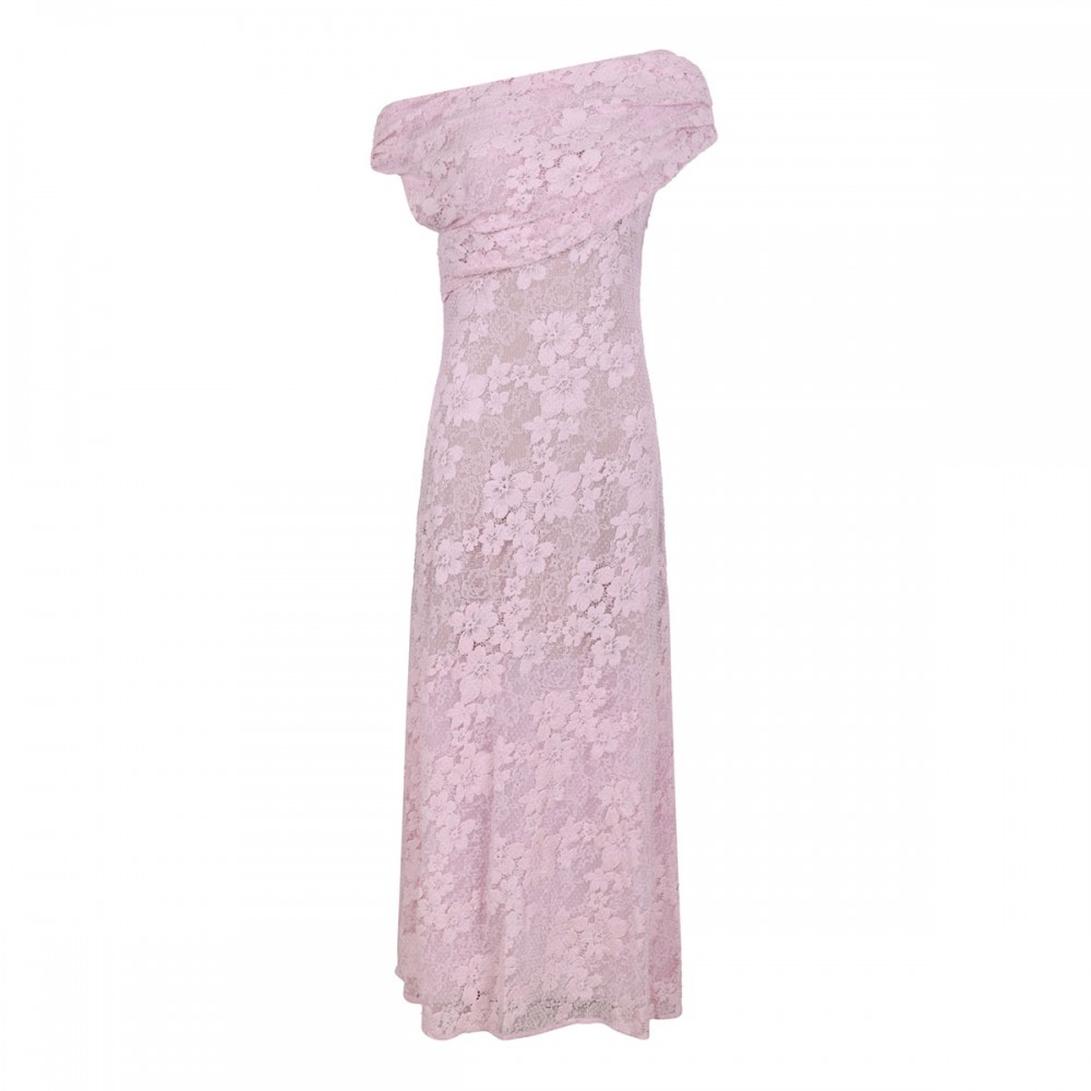 Pink rhinestone lace midi dress