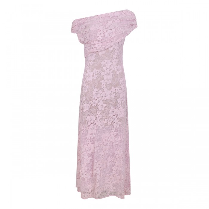 Pink rhinestone lace midi dress