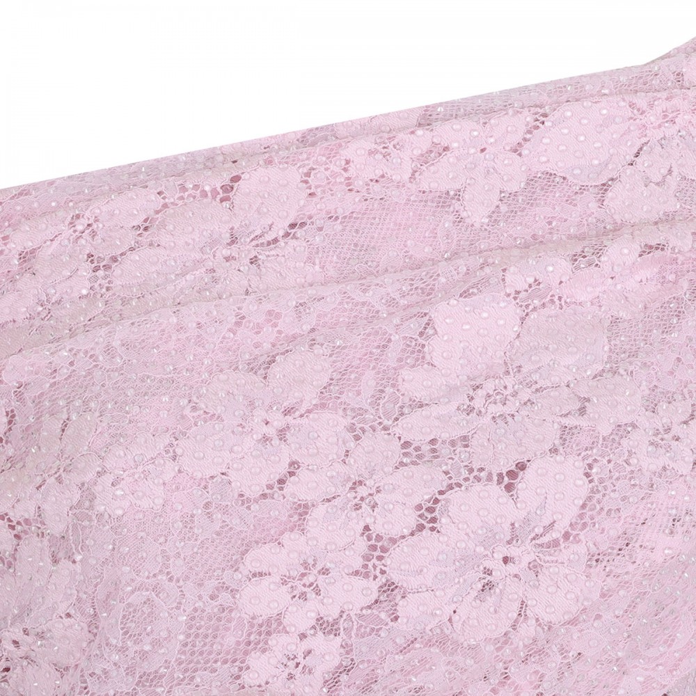 Pink rhinestone lace midi dress