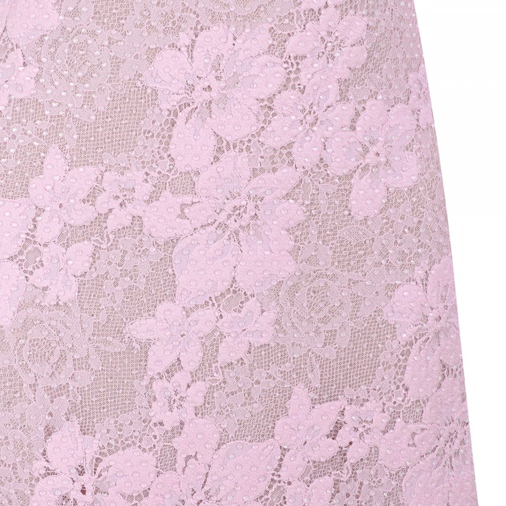Pink rhinestone lace midi dress