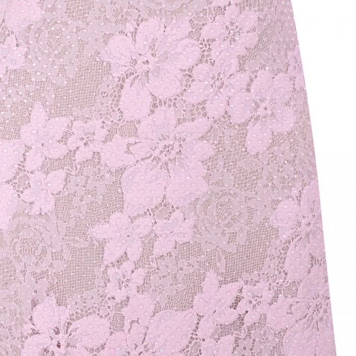 Pink rhinestone lace midi dress