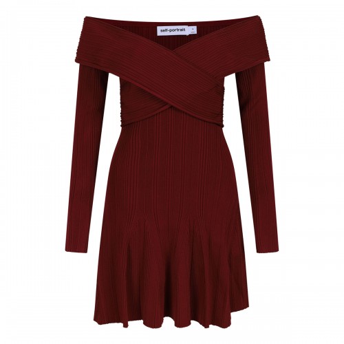 Burgundy viscose knit mini...