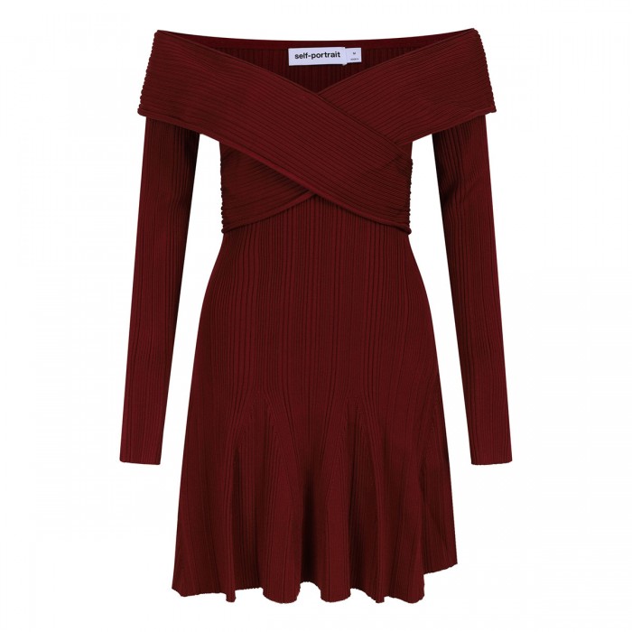 Burgundy viscose knit mini dress