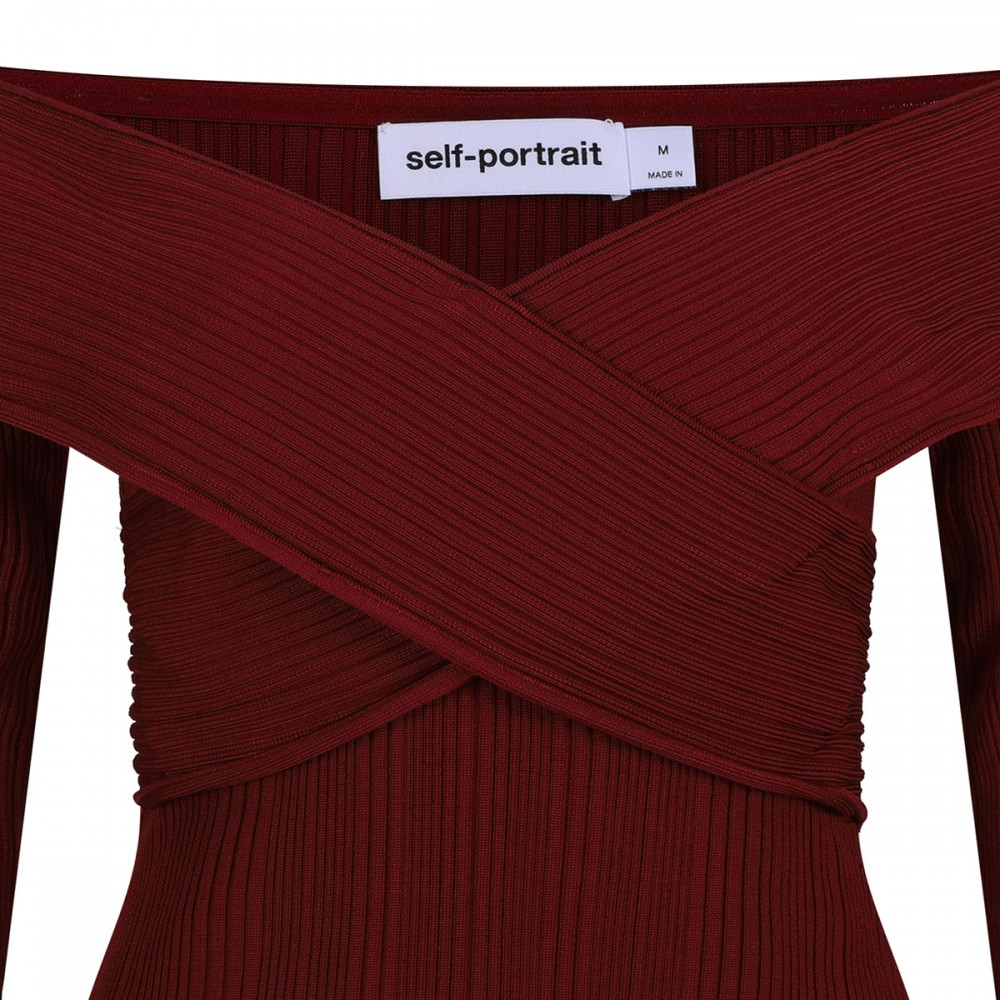 Burgundy viscose knit mini dress