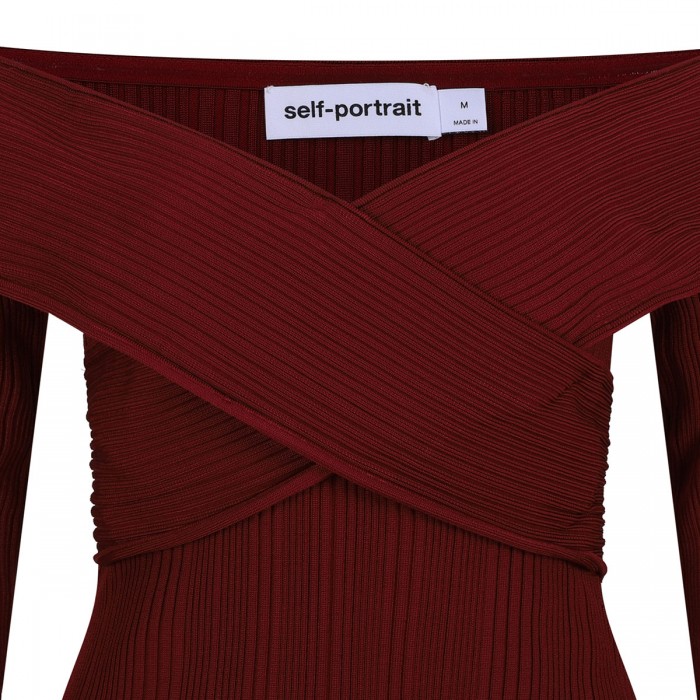 Burgundy viscose knit mini dress