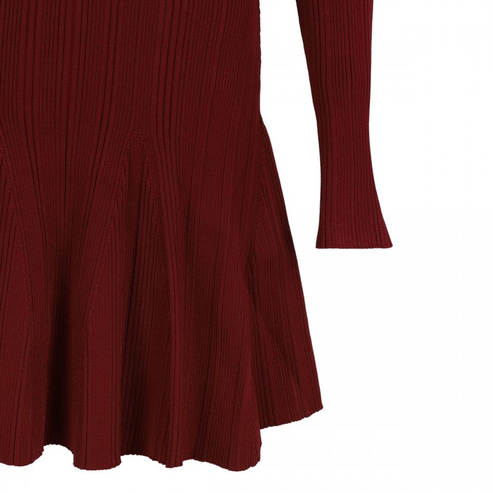 Burgundy viscose knit mini dress