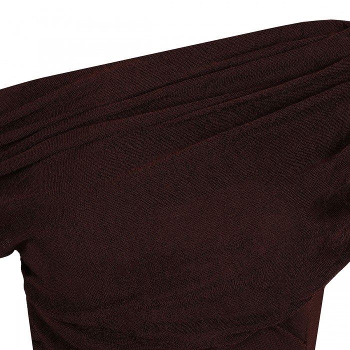 Brown draped knit midi dress