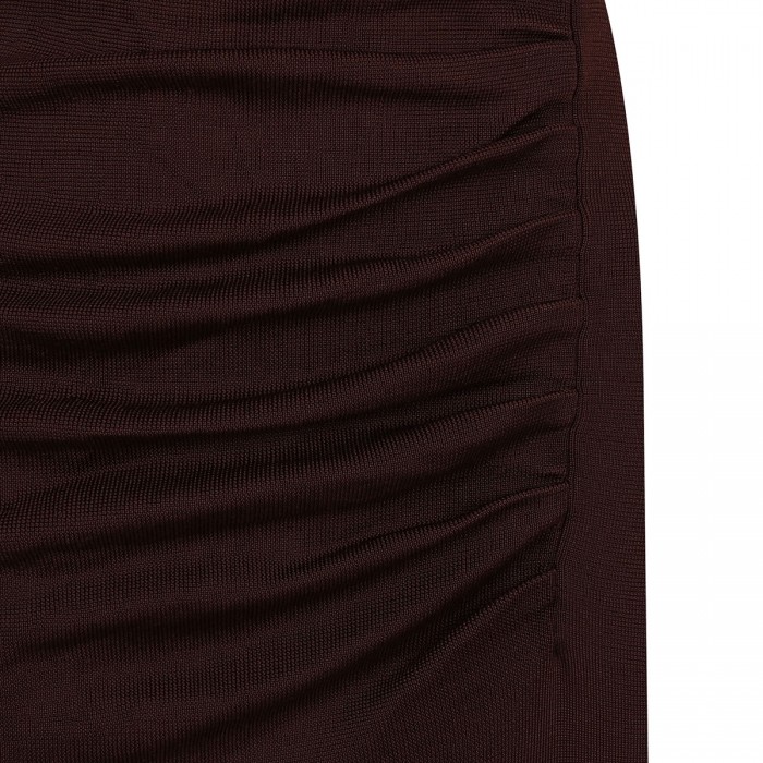 Brown draped knit midi dress