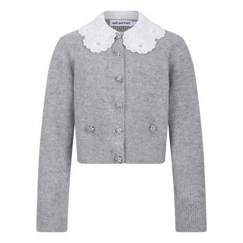 Grey lace collar cardigan