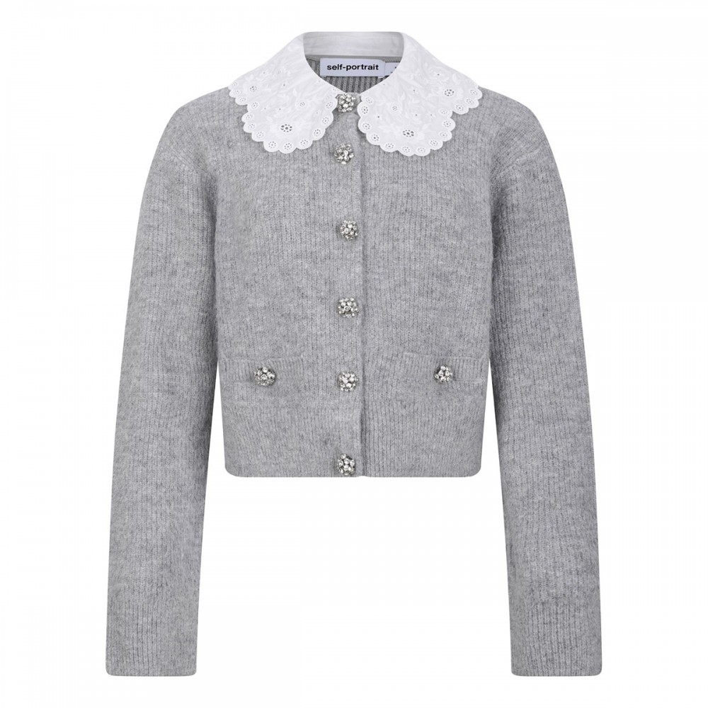 Grey lace collar cardigan