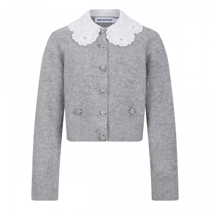 Grey lace collar cardigan