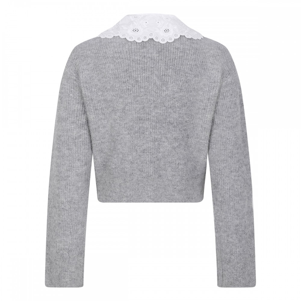 Grey lace collar cardigan