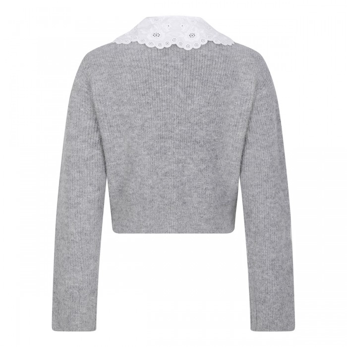 Grey lace collar cardigan