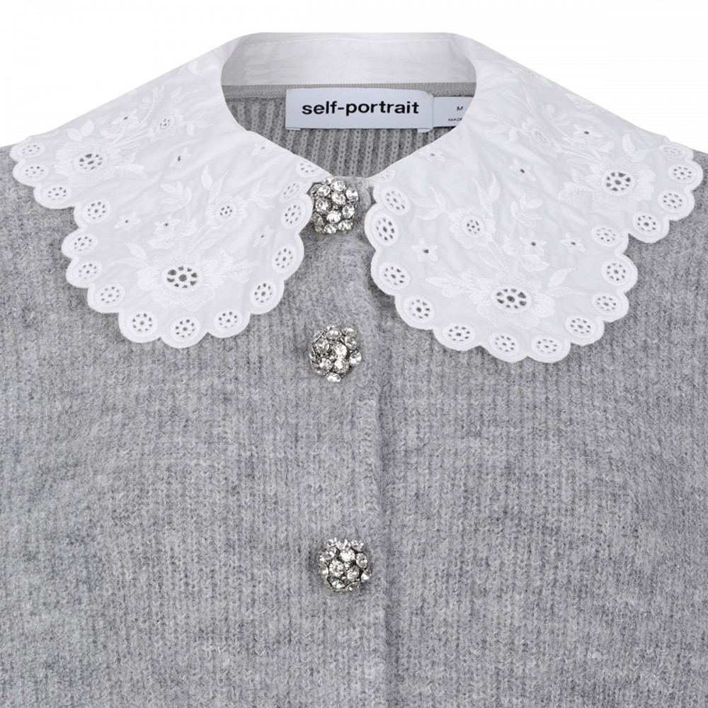 Grey lace collar cardigan