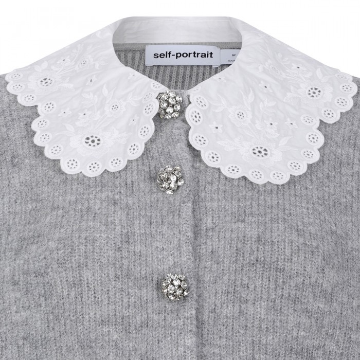 Grey lace collar cardigan