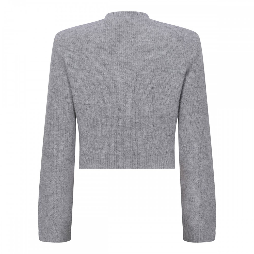 Grey fluffy crystal trim cardigan