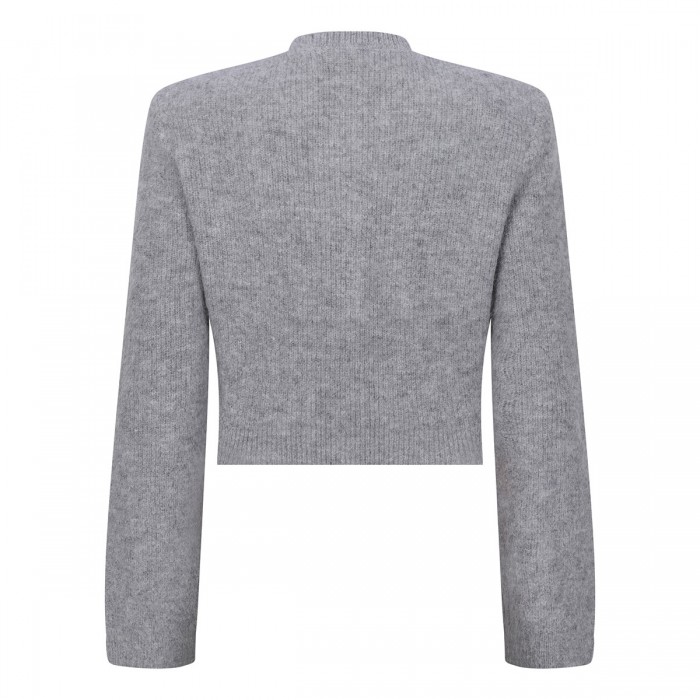 Grey fluffy crystal trim cardigan