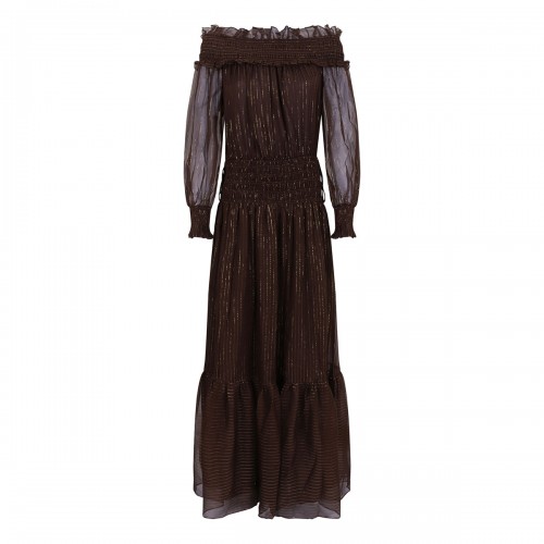 Brown georgette maxi dress
