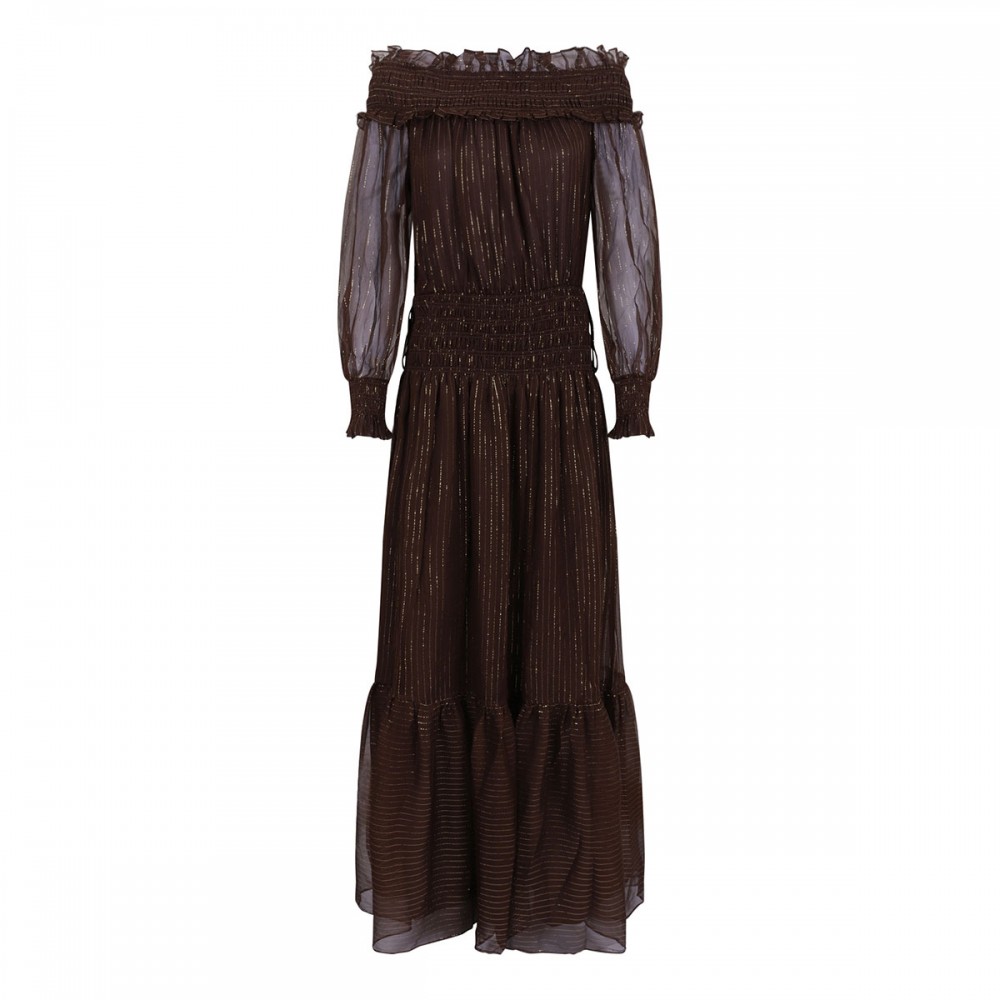 Brown georgette maxi dress
