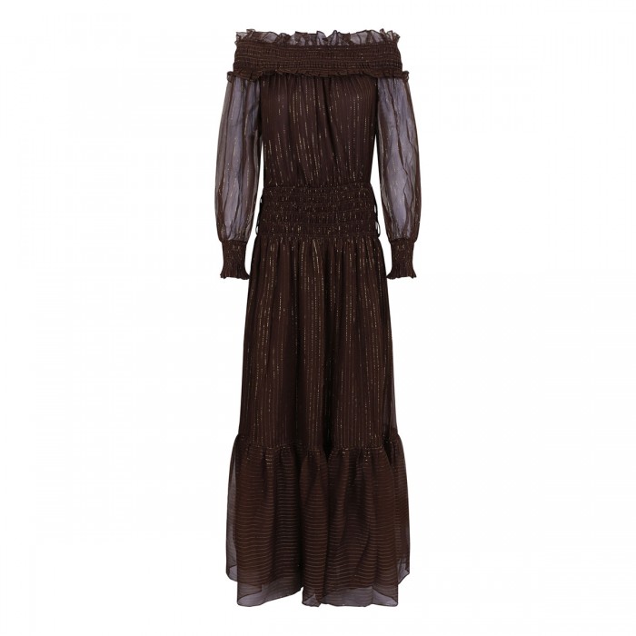 Brown georgette maxi dress