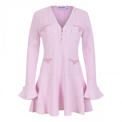 Pink pearl trim knit mini...