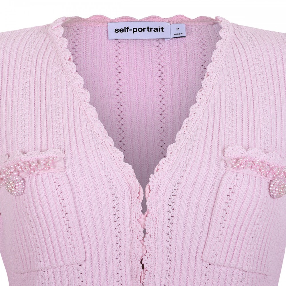 Pink pearl trim knit mini dress