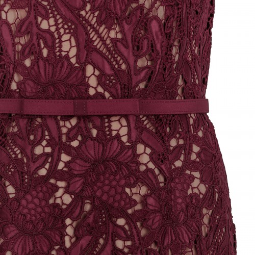 Burgundy guipure lace midi... 2