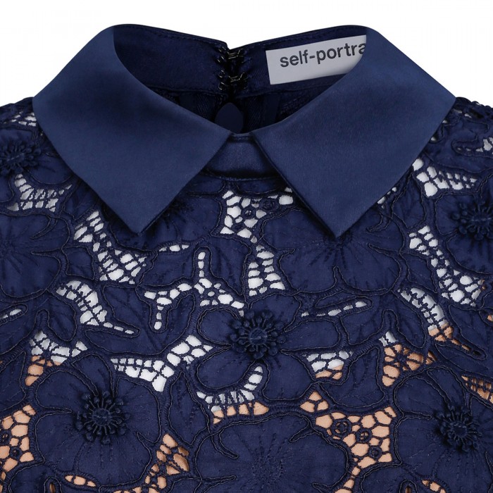 Navy guipure lace midi dress