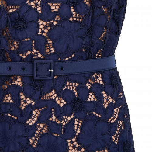 Navy guipure lace midi dress 2