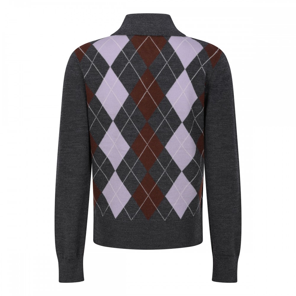 Grey argyle lightweight sweater