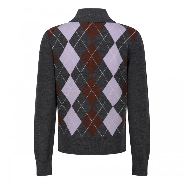 Grey argyle lightweight sweater
