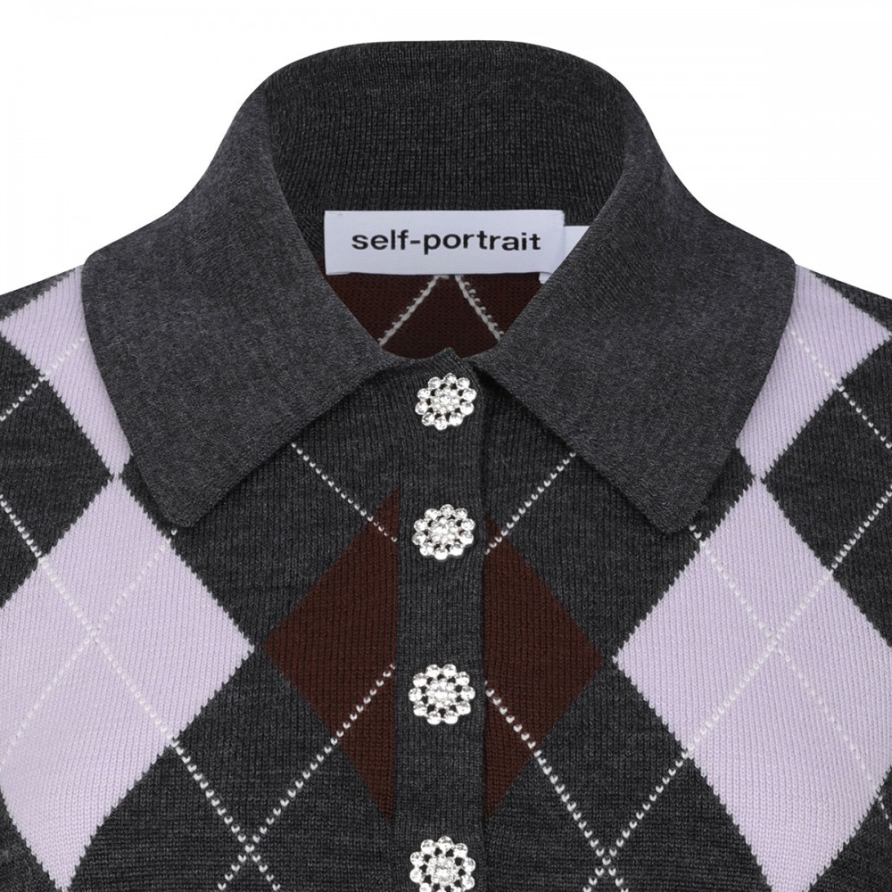 Grey argyle lightweight sweater