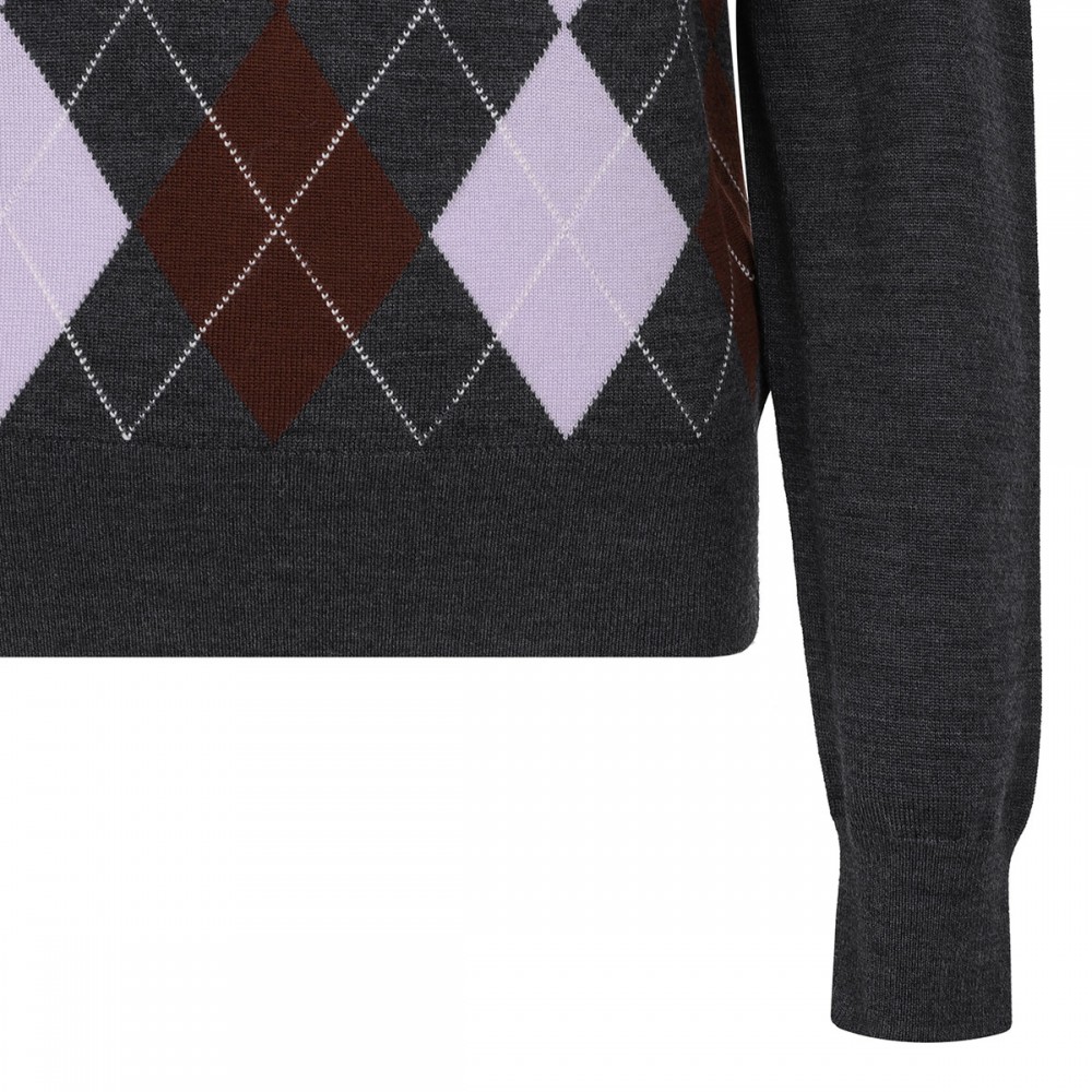 Grey argyle lightweight sweater
