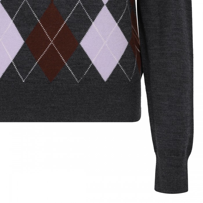 Grey argyle lightweight sweater