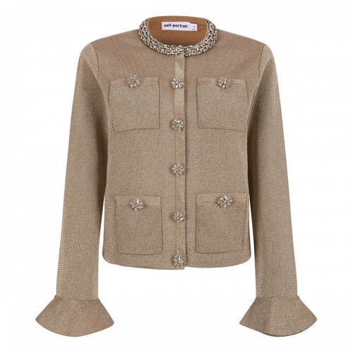 Gold crystal trim cardigan