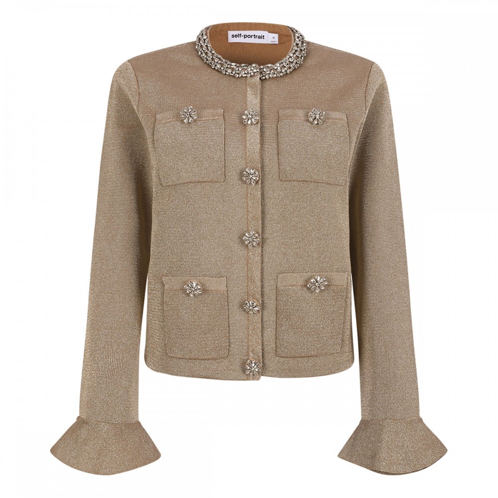 Gold crystal trim cardigan