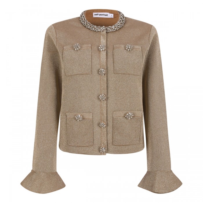 Gold crystal trim cardigan