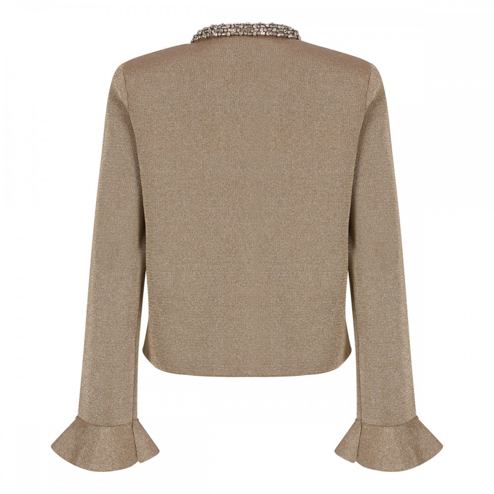 Gold crystal trim cardigan