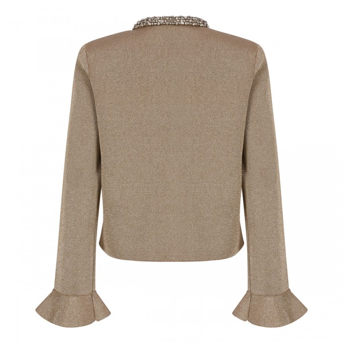 Gold crystal trim cardigan