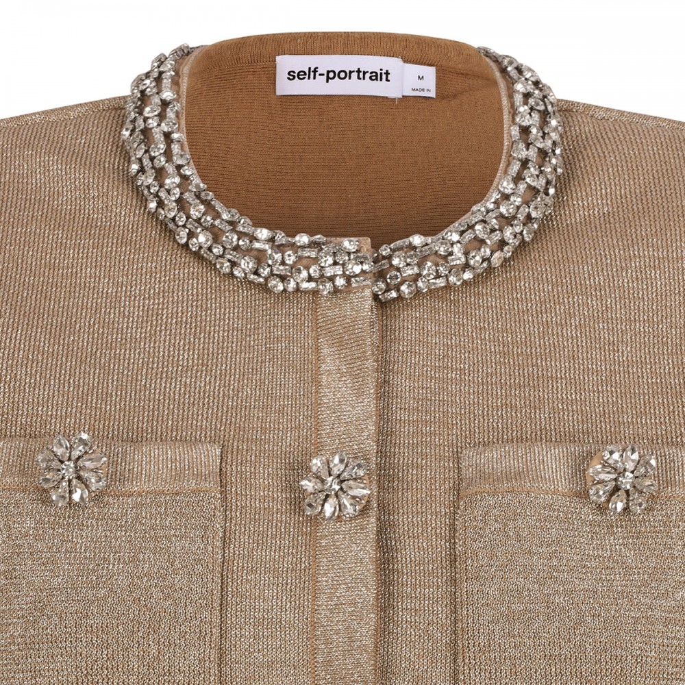 Gold crystal trim cardigan