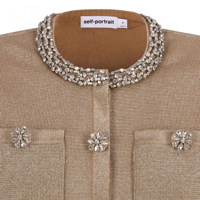 Gold crystal trim cardigan