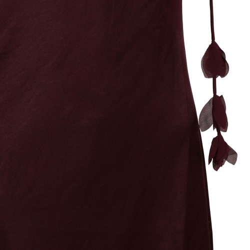 Burgundy satin flower midi... 2