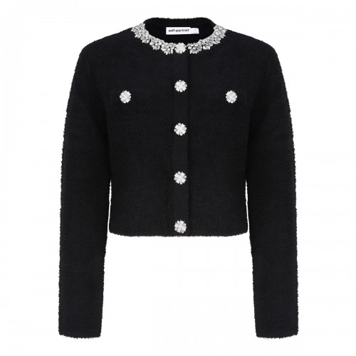 Black crystal trim cardigan