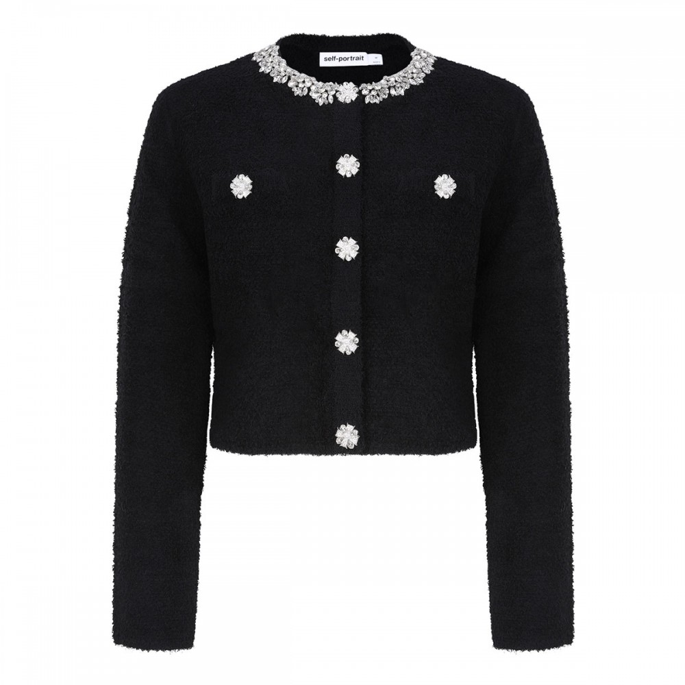 Black crystal trim cardigan
