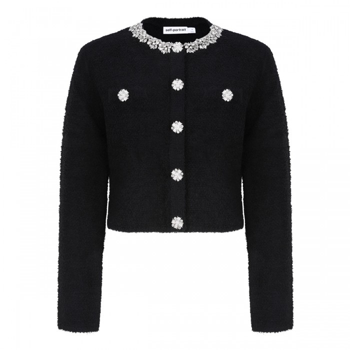Black crystal trim cardigan