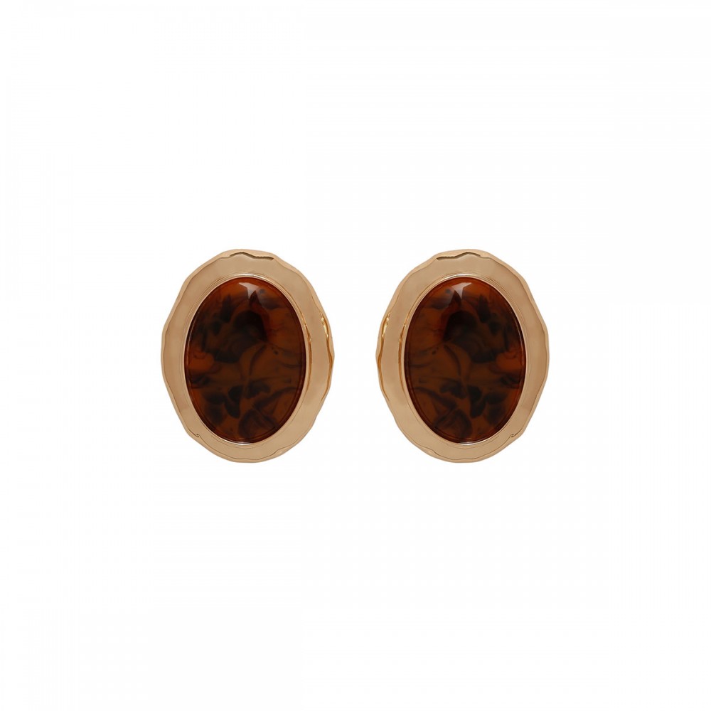 Hammered gold tiger eye earrings